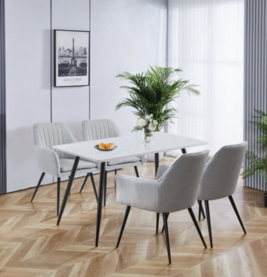 Hallowood Furniture Cullompton Rectangular Dining Table (1.2M) With 4 Steel Grey Fabric Chairs - image 1