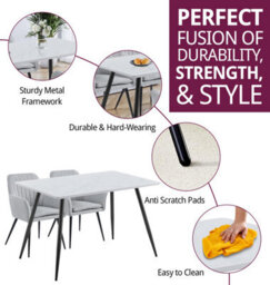 Hallowood Furniture Cullompton Rectangular Dining Table (1.2M) With 4 Steel Grey Fabric Chairs - thumbnail 2