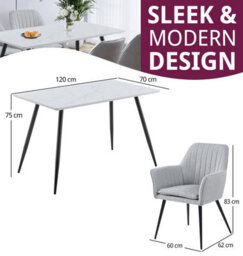 Hallowood Furniture Cullompton Rectangular Dining Table (1.2M) With 4 Steel Grey Fabric Chairs - thumbnail 3
