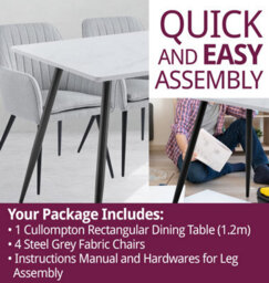 Hallowood Furniture Cullompton Rectangular Dining Table (1.2M) With 4 Steel Grey Fabric Chairs - thumbnail 7