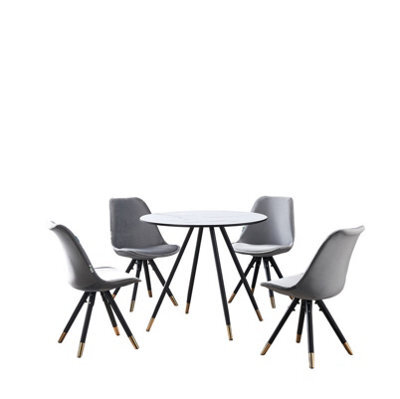 Life Interiors Sofia Dorchester Lux Dining Set, A Table And Chairs Set Of 4, White/light Grey - image 1
