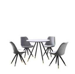 Life Interiors Sofia Dorchester Lux Dining Set, A Table And Chairs Set Of 4, White/light Grey - thumbnail 1