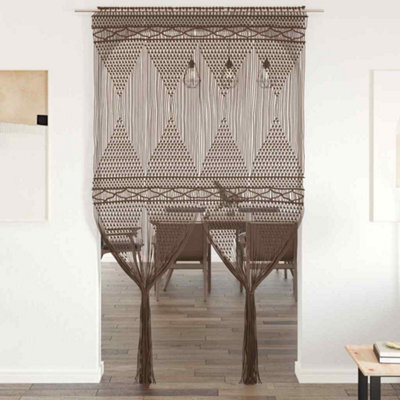 Berkfield Macrame Curtain Taupe 140X240 Cm Cotton - image 1