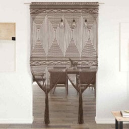 Berkfield Macrame Curtain Taupe 140X240 Cm Cotton - thumbnail 1
