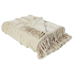 Beliani Blanket Chack Cotton 190 X 190 Cm Beige