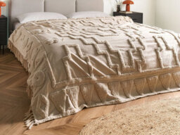 Beliani Blanket Chack Cotton 190 X 190 Cm Beige - thumbnail 2