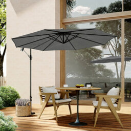 Living And Home 3M Large Rotatable Garden Sun Shade Cantilever Parasol Patio Hanging Banana Umbrella Crank Tilt No Base, Dark Grey - thumbnail 2