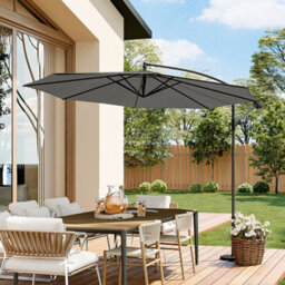 Living And Home 3M Large Rotatable Garden Sun Shade Cantilever Parasol Patio Hanging Banana Umbrella Crank Tilt No Base, Dark Grey - thumbnail 1