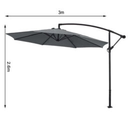 Living And Home 3M Large Rotatable Garden Sun Shade Cantilever Parasol Patio Hanging Banana Umbrella Crank Tilt No Base, Dark Grey - thumbnail 6