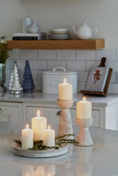 Ivyline Padstow White Wash Wooden Candle Holders 2 Pack - thumbnail 4