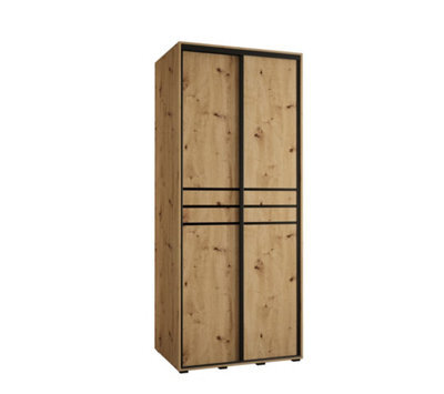 Arte Rustic Oak Artisan Sliding Door Wardrobe H2050mm W1000mm D600mm - Space-Saving Design With Modern Touches - image 1
