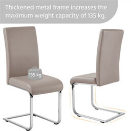 Yaheetech Set Of 2 Light Brown Faux Leather Dining Chairs With Metal Legs For Kitchen Dining Room - thumbnail 7