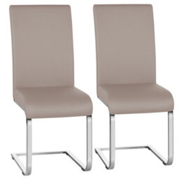 Yaheetech Set Of 2 Light Brown Faux Leather Dining Chairs With Metal Legs For Kitchen Dining Room - thumbnail 2