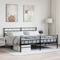 Berkfield Metal Bed Frame With Headboard And Footboard Black 200X200 Cm - thumbnail 1