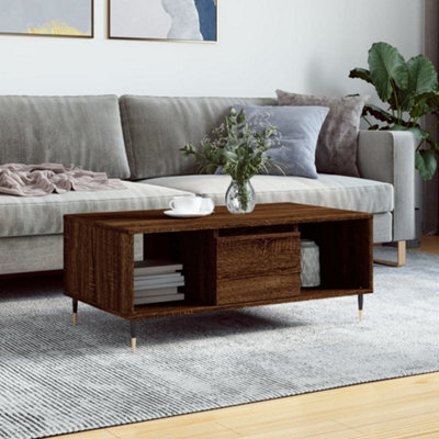 Berkfield Coffee Table Brown Oak 90X50X36.5 Cm Engineered Wood - image 1