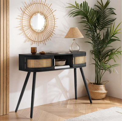Rattan Console Table Birlea Sark Hall Table Dressing Table Black - image 1