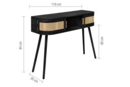 Rattan Console Table Birlea Sark Hall Table Dressing Table Black - thumbnail 9