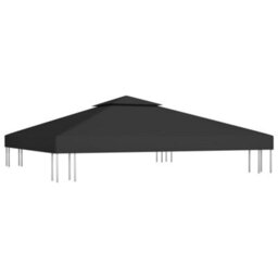 Walplus 2-Tier Gazebo Top Cover 310 G/ma 3X3 M Black - thumbnail 2