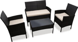 Divchi Garden Furniture Set Rattan Patio Conservatory Balcony 4 Seater Piece Glass Top Coffee Table Sofa  Brown - thumbnail 1