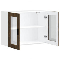 Berkfield Kitchen Wall Cabinet With Glass Door Porto Smoked Oak - thumbnail 6