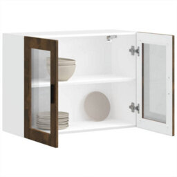 Berkfield Kitchen Wall Cabinet With Glass Door Porto Smoked Oak - thumbnail 5