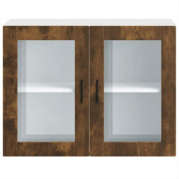 Berkfield Kitchen Wall Cabinet With Glass Door Porto Smoked Oak - thumbnail 7