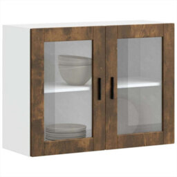 Berkfield Kitchen Wall Cabinet With Glass Door Porto Smoked Oak