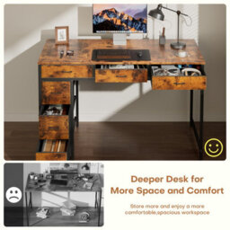 Precision Synergie Computer Desk With Drawers, 120 X 50 Cm Reversible Home Office Desk With Storage, Brown - thumbnail 5