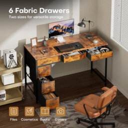 Precision Synergie Computer Desk With Drawers, 120 X 50 Cm Reversible Home Office Desk With Storage, Brown - thumbnail 4