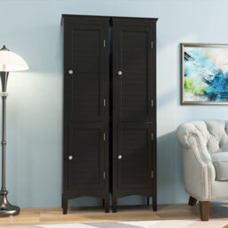 Costway 5-Tier Bathroom Tall Cabinet Slim Freestanding Storage Organizer Cupboard 2 Door - thumbnail 5
