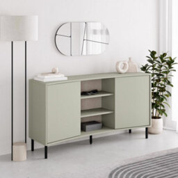 Fwstyle Ash Green 2 Door Modern Curved Sideboard - thumbnail 2
