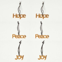 Homescapes Set Of 3 Gold Christmas Ornaments Hope Joy Peace - thumbnail 1