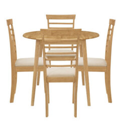 Hallowood Furniture Ledbury Drop Leaf Round Table Set With 4 Chairs In Light Oak Finish - thumbnail 8