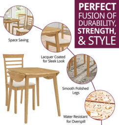 Hallowood Furniture Ledbury Drop Leaf Round Table Set With 4 Chairs In Light Oak Finish - thumbnail 2