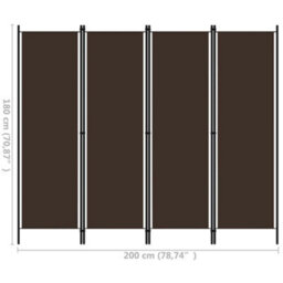 Vidaxl 4-Panel Room Divider Brown 200X180 Cm Room Dividers - thumbnail 6