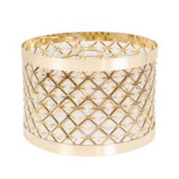 Valuelights Hadley Gold Easy Fit Metal Cut Out Acrylic Jewel Drum Ceiling Light Shade And Bulb (D)24Cm