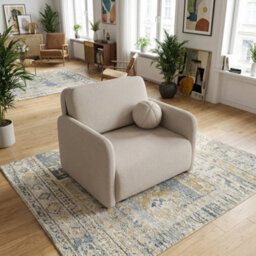 Viva Sun I Sofa Bed Chair With Sleeping Function And Bedding Storage Chipboard Frame Metal Legs 100X103X85Cm Beige