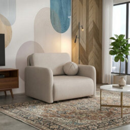 Viva Sun I Sofa Bed Chair With Sleeping Function And Bedding Storage Chipboard Frame Metal Legs 100X103X85Cm Beige - thumbnail 2