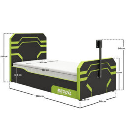 Recoil Alister Side Lift Tv Ottoman Bed Black & Green Single - thumbnail 6
