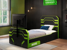 Recoil Alister Side Lift Tv Ottoman Bed Black & Green Single - thumbnail 1
