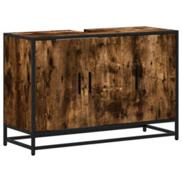 Berkfield Industrial Bathroom Sink Cabinet Smoked Oak 90X33X60 Cm Engineered Wood