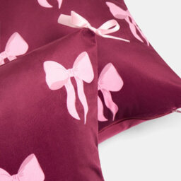 Ohs 2 X Bows Matte Velvet Cushion Covers Home Décor, Burgundy - thumbnail 4