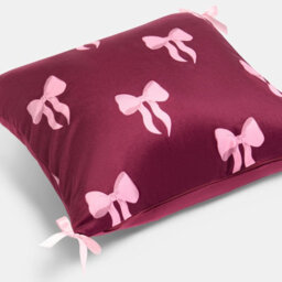 Ohs 2 X Bows Matte Velvet Cushion Covers Home Décor, Burgundy - thumbnail 5