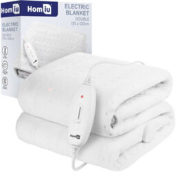 Homiu Electric Blanket, Soft Fleece Heated Underblanket, 3 Heat Settings, Overheat Protection, Double - thumbnail 1