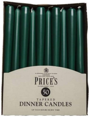 Price's Tapered Dinner Candles Dark Green Pack Of 50