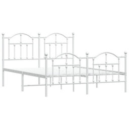 Berkfield Metal Bed Frame With Headboard And Footboard White 140X200 Cm - thumbnail 4