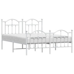 Berkfield Metal Bed Frame With Headboard And Footboard White 140X200 Cm - thumbnail 3