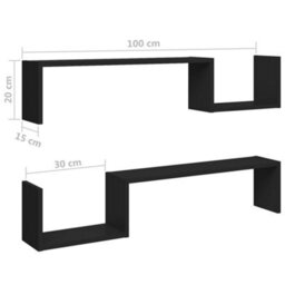 Vidaxl Wall Shelf 2 Pcs Black 100X15X20 Cm Engineered Wood - thumbnail 8