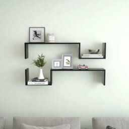 Vidaxl Wall Shelf 2 Pcs Black 100X15X20 Cm Engineered Wood - thumbnail 1