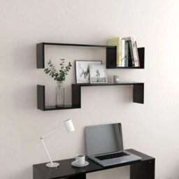 Vidaxl Wall Shelf 2 Pcs Black 100X15X20 Cm Engineered Wood - thumbnail 3